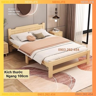 Giường ngủ - Giường ngủ gỗ thông gấp gọn, kích thước 100x195cm, tặng kèm đệm, gối - BH 12 tháng - RE0555-100