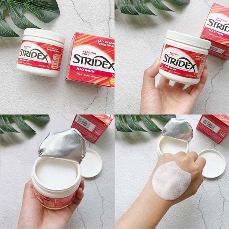 Miếng Lau Giảm Mụn Stridex, Toner Pad BHA Tẩy Tế Bào Cho Da Nhạy Cảm BHA 0.5% - 1% - 2%