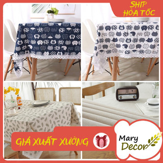 Khăn Trải Bàn Linen Viền Ren Decor Bàn Ăn, Bàn Trà, Góc Học Tập, Bàn Làm Việc Vintage Marydecor