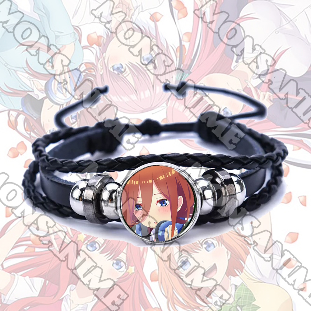 Vòng tay da lộn NHÀ CÓ NĂM NÀNG DÂU ver FACE in hình anime chibi phụ kiện thời trang xinh xắn