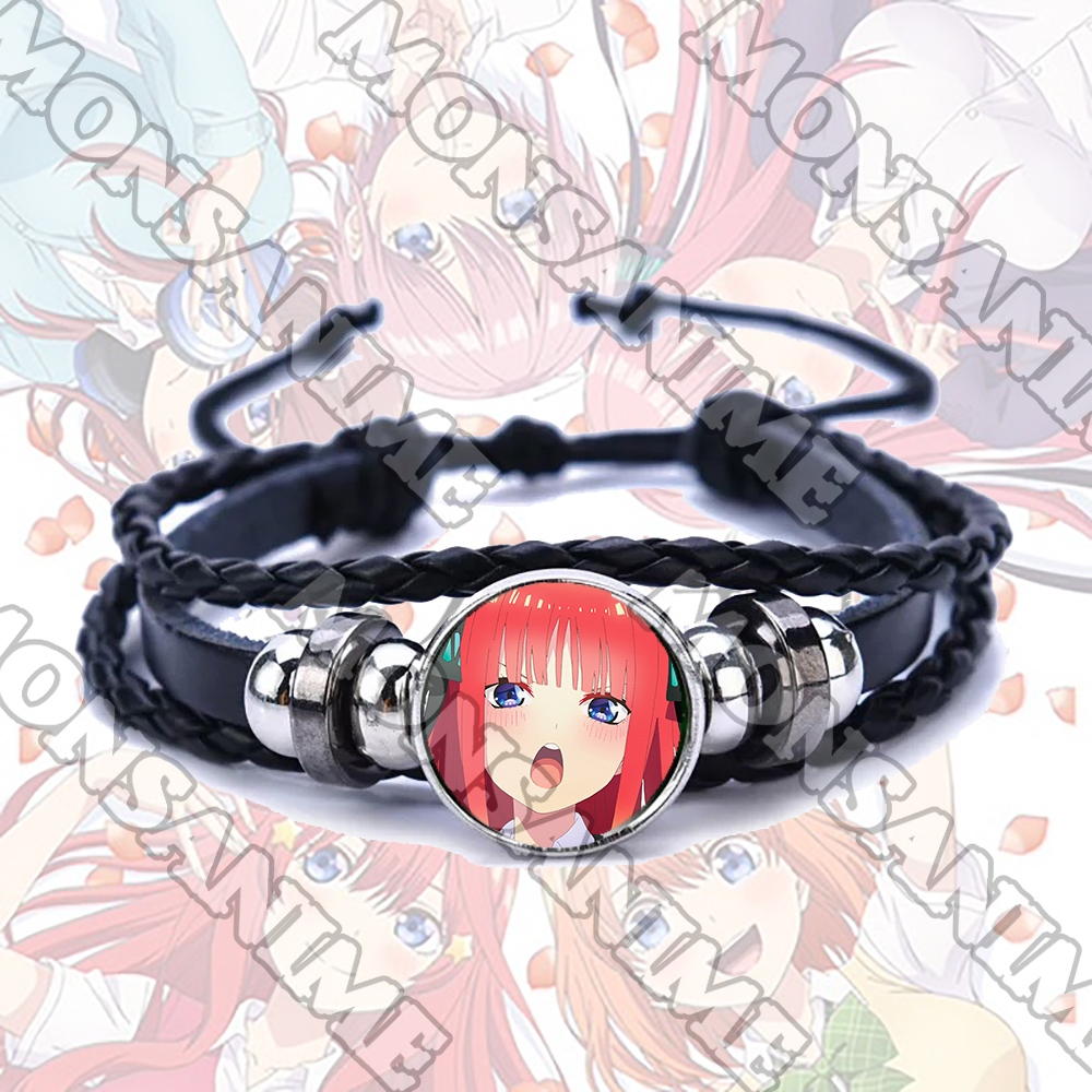 Vòng tay da lộn NHÀ CÓ NĂM NÀNG DÂU ver FACE in hình anime chibi phụ kiện thời trang xinh xắn