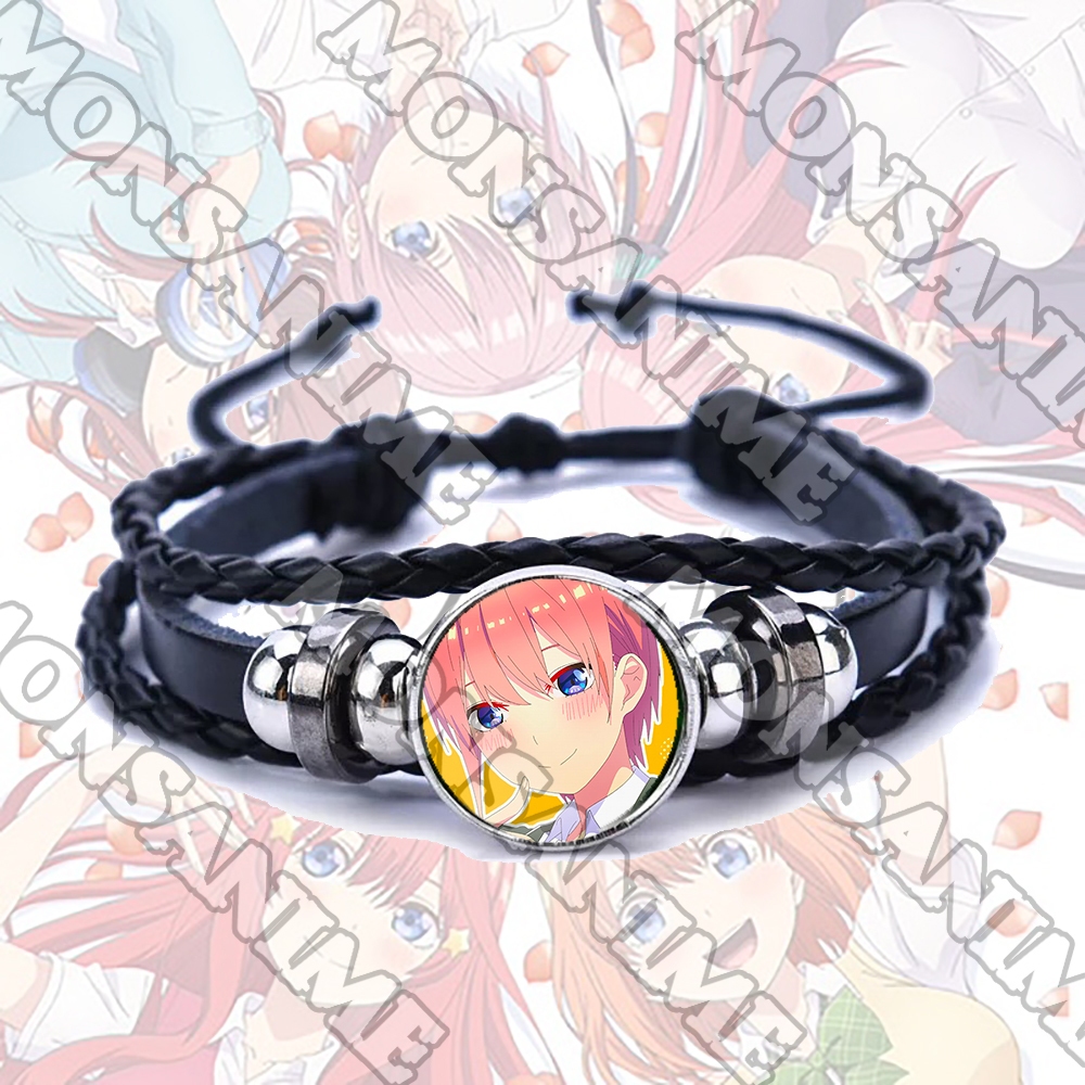 Vòng tay da lộn NHÀ CÓ NĂM NÀNG DÂU ver FACE in hình anime chibi phụ kiện thời trang xinh xắn