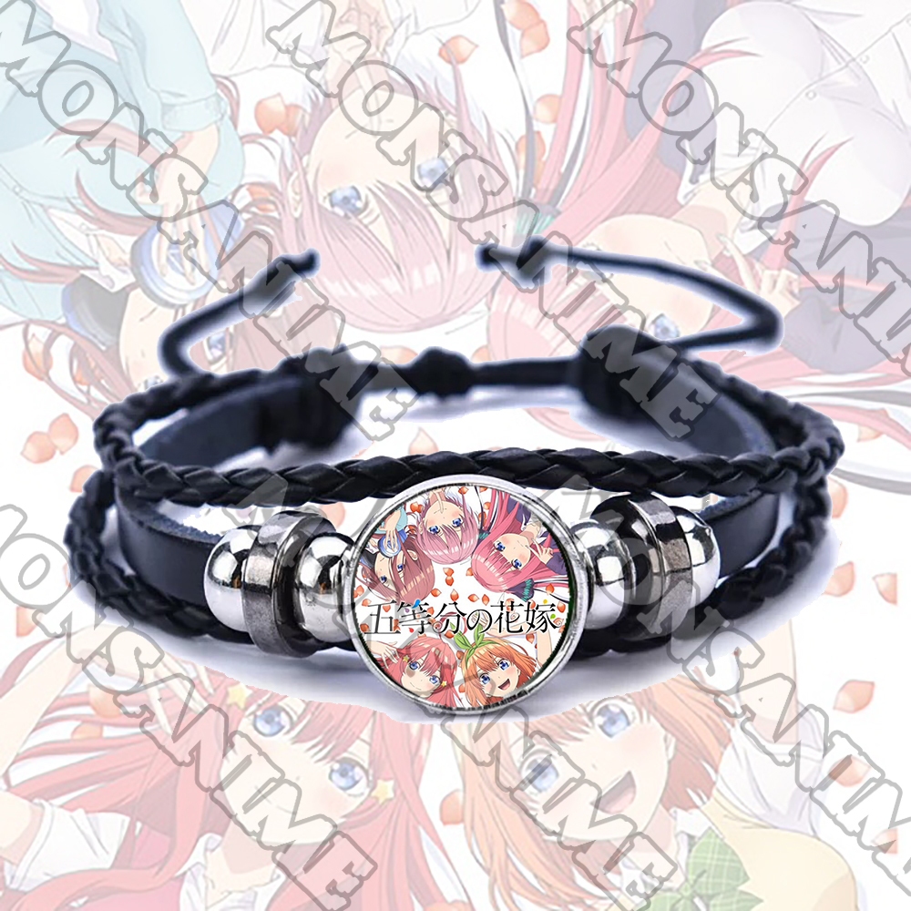 Vòng tay da lộn NHÀ CÓ NĂM NÀNG DÂU ver FACE in hình anime chibi phụ kiện thời trang xinh xắn