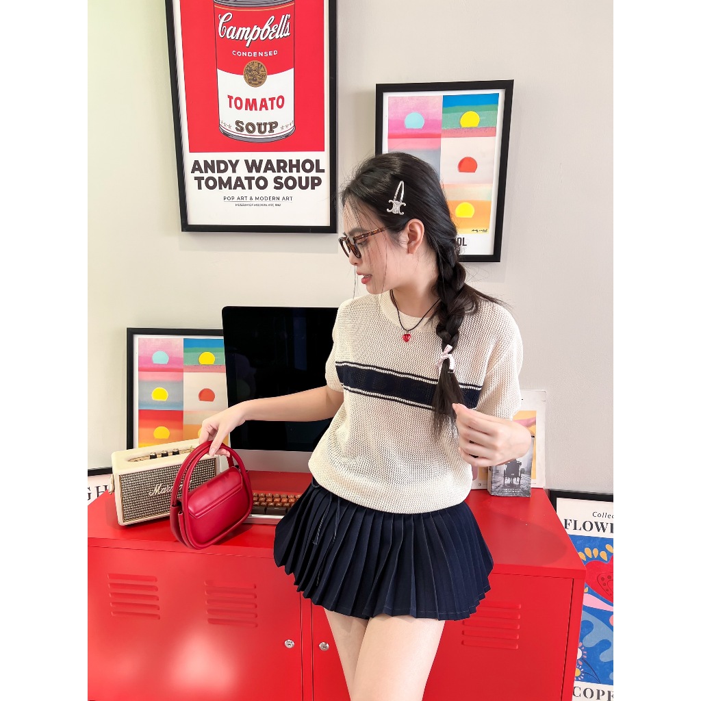 Áo len cổ tròn tay bo SADIE TOP