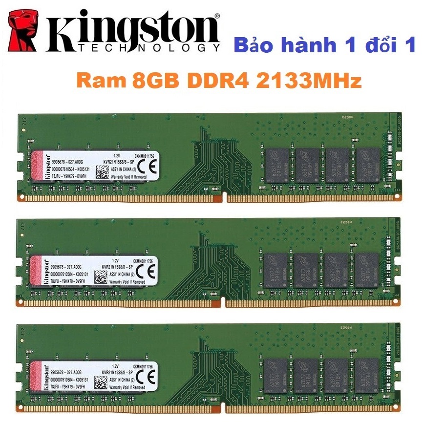 Ram DDR4 8GB 2133Mhz Kingston Dùng Cho Máy Tính Để Bàn PC - Bảo hành 3 năm 1 đổi 1