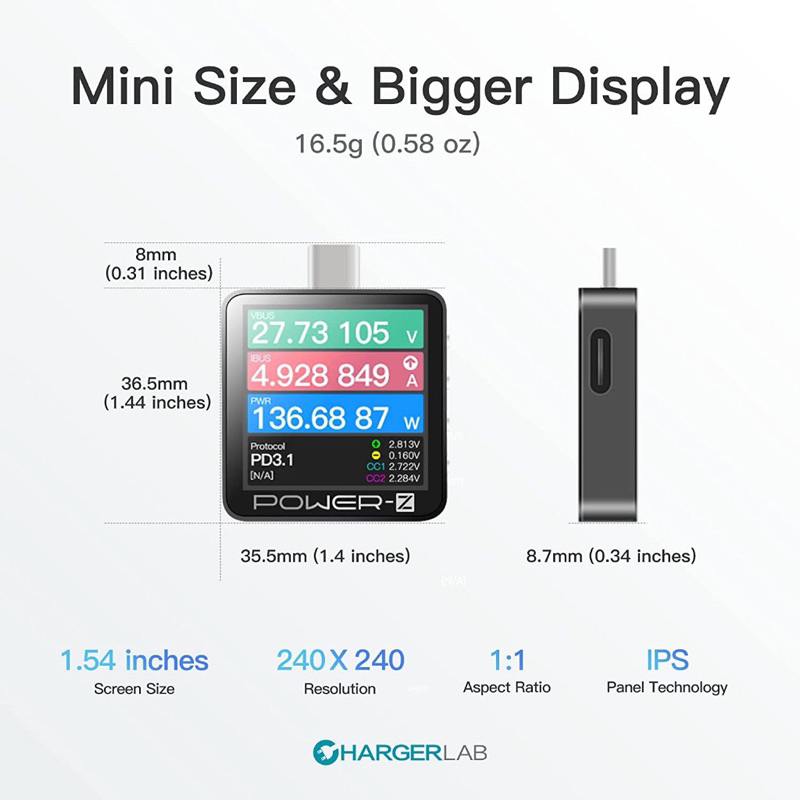 POWER-Z KM003C Máy đo cường độ dòng sạc  ChargerLAB  240W PD3.1
