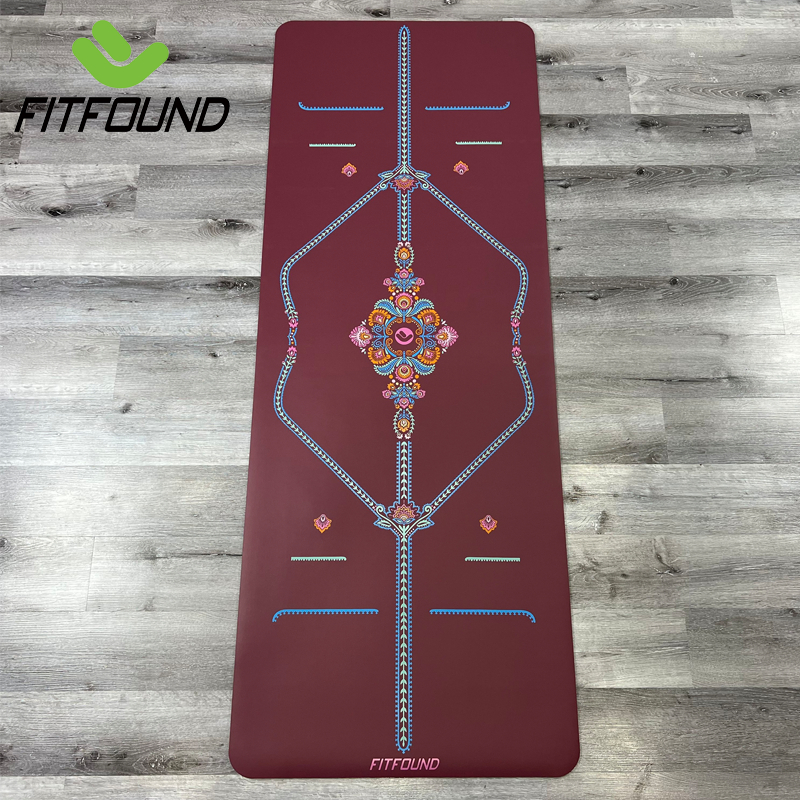 Thảm Cao Su Pu Tập Yoga Gym Pilates Chống Trơn Trượt In Định Tuyến Cầu Vồng FITFOUND