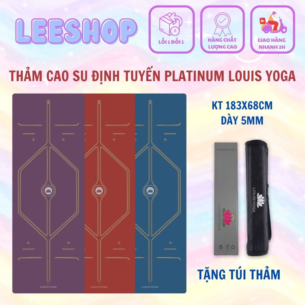 Thảm tập yoga cao su định tuyến Diamond Platinum chống trơn trượt, thấm hút mồ hôi, tặng túi đựng thảm cao cấp