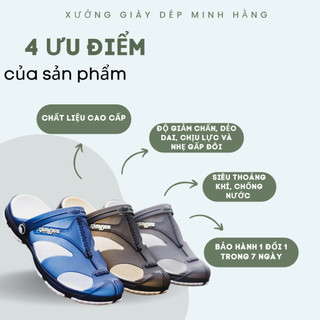 Dép Cross sục bít mũi nam Kiangyou nhựa mềm đi mưa siêu nhẹ siêu bền