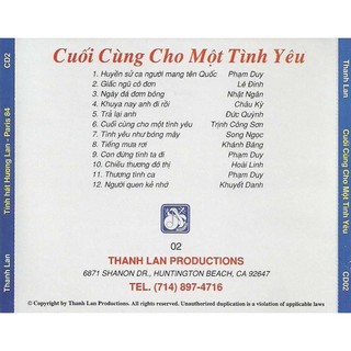 Đĩa cd 2723.tlcd002-huong lan-cuoi cung cho mot tinh yeu-1988 chất lượng cao