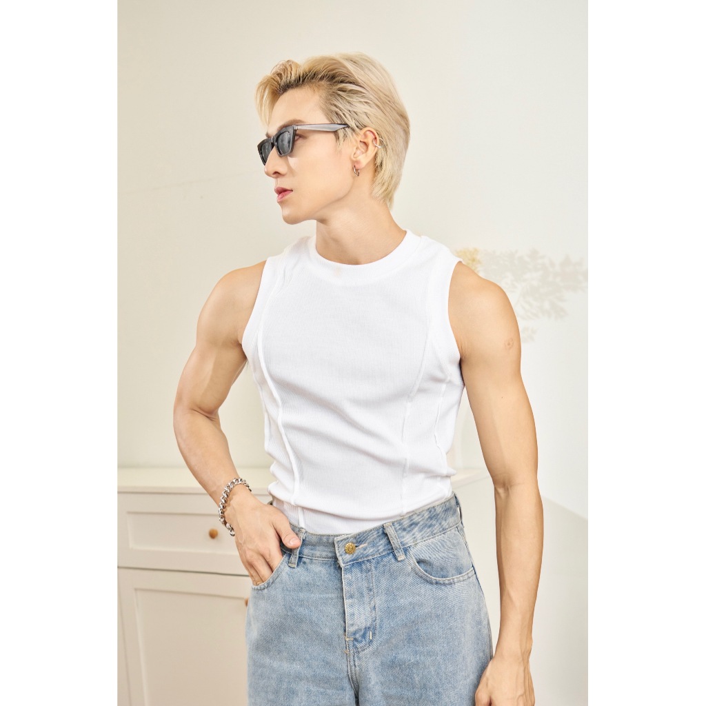 Áo Thun Ba Lỗ Tanktop Cổ Tròn Xếp Ly Thun Gân Cao Cấp Form Body Thương Hiệu Mr Twins