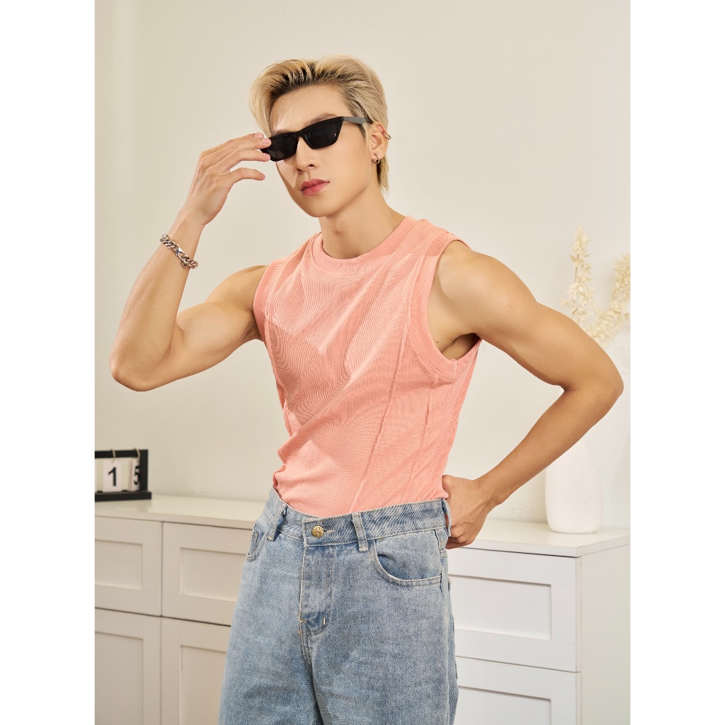 Áo Thun Ba Lỗ Tanktop Cổ Tròn Xếp Ly Thun Gân Cao Cấp Form Body Thương Hiệu Mr Twins