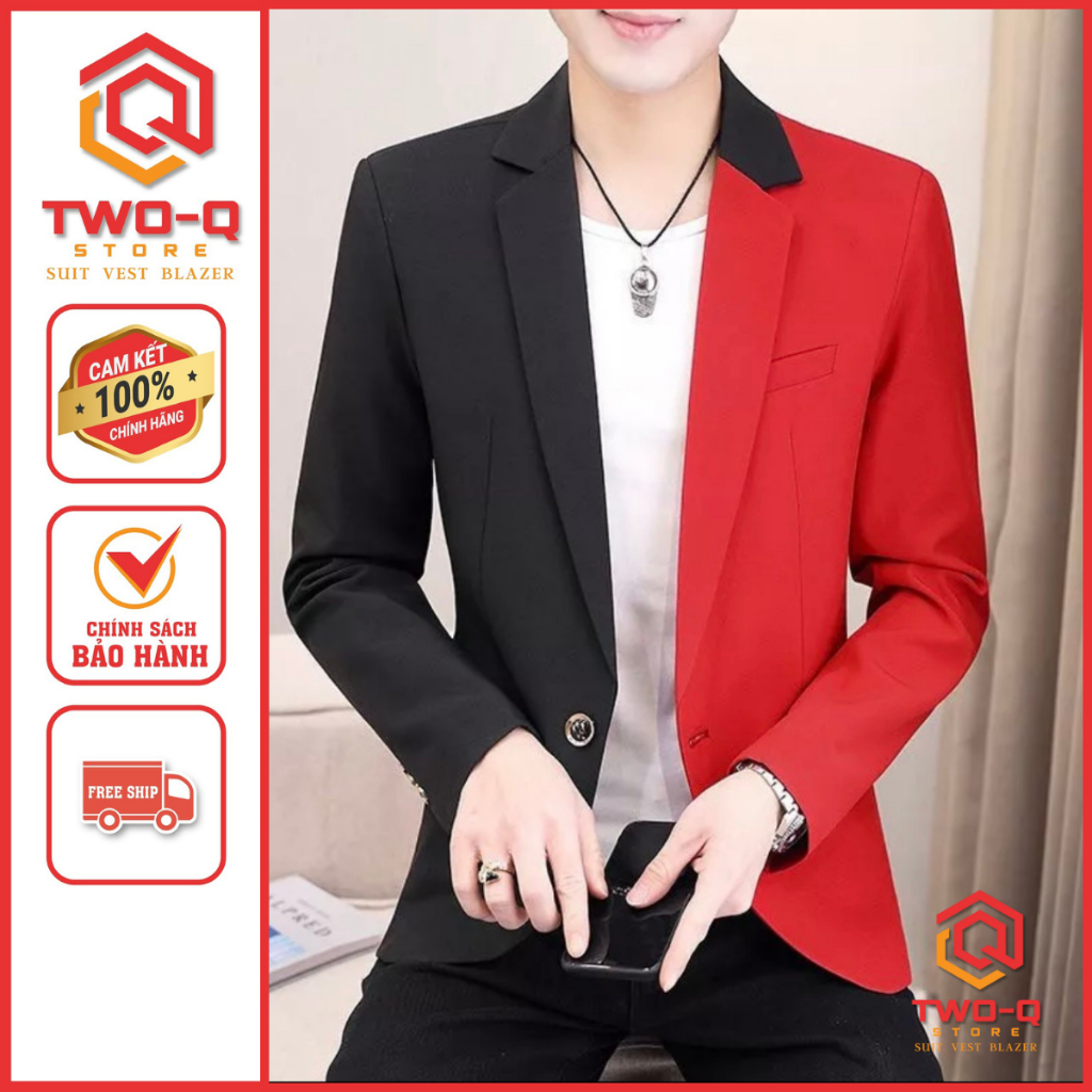 Áo Khoác Vest Blazer Nam Phối 2 Màu Cao Cấp trẻ trung phong cách Hàn Quốc - Q&Q STORE