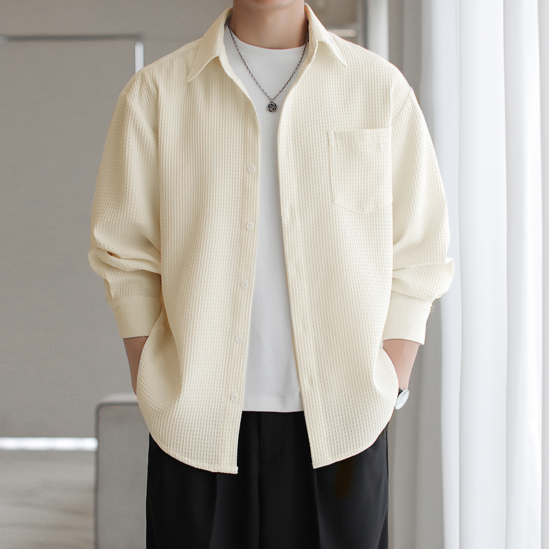 Áo sơ mi nam, áo sơ mi tổ ong dài tay Phshop204 vải cotton tổ ong phong cách Hàn Quốc