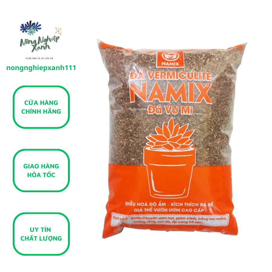 Đá Vermiculite NAMIX, đá vơ mi 5dm3 khoảng 800g dùng ươm hạt, trồng rau mầm, trộn giá thể hoa hồng, xương rồng, sen đá