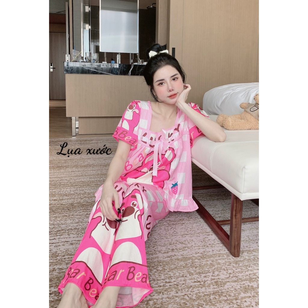 Pijama tay ngắn lụa xước thiết kế mới nhất siêu nhiều mẫu, đồ bộ nữ hot trend , pijama nữ giá rẻ freeship