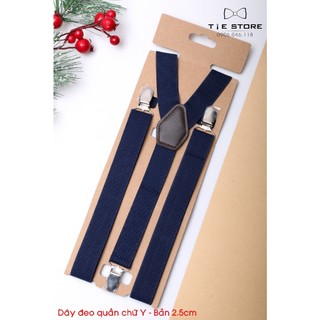 Đai đeo quần nam chữ Y bản nhỏ 2.5cm  - dây yếm quần nam cao cấp Xanh đen