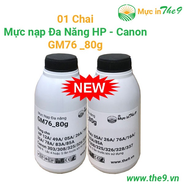 Tặng 01 PHỂU khi mua 03 CHAI Mực nạp máy in Canon F166400 in đẹp-siêu đậm-ít mực thải (GM76 - 80G)