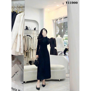 Váy len tăm xoè cổ 3p về dáng dài