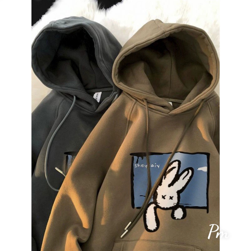 Áo hoodie mũ hai lớp SHAYCAIY nỉ lót bông form rộng tay bồng