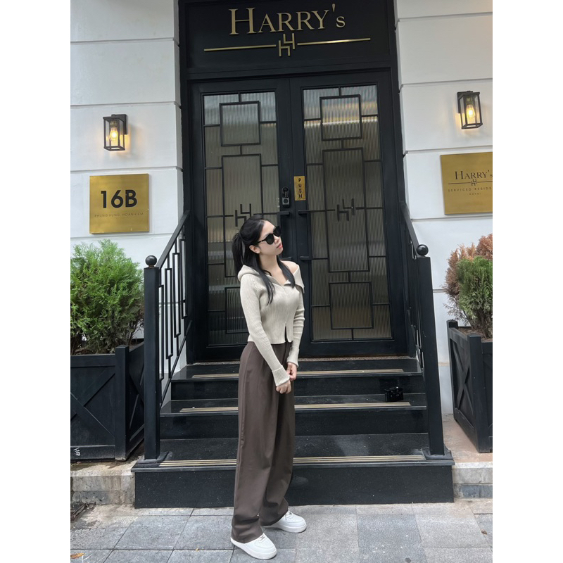 Áo len tăm dài tay trễ vai cổ bèo tiểu thư khoá kéo 2 chiều chuẩn đẹp phong cách nàng thơ sang chảnh