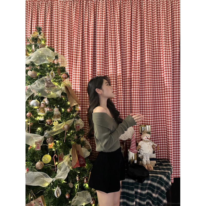 Áo len tăm dài tay trễ vai cổ bèo tiểu thư khoá kéo 2 chiều chuẩn đẹp phong cách nàng thơ sang chảnh