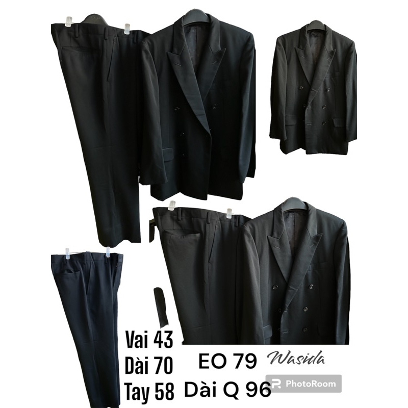 ♥️Set Vest Bộ Comple -Suits -Âu Phục Nam Đen Trơn 6 nút trending ~1m65 1 lớp vải dày 2 hands (Hàng Si Nhật Bản)
