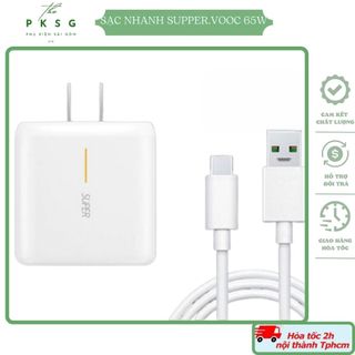 Sạc nhanh oppo 65w super vooc type c, củ sạc nhanh 65w + dây cáp sạc cho oppo, realme