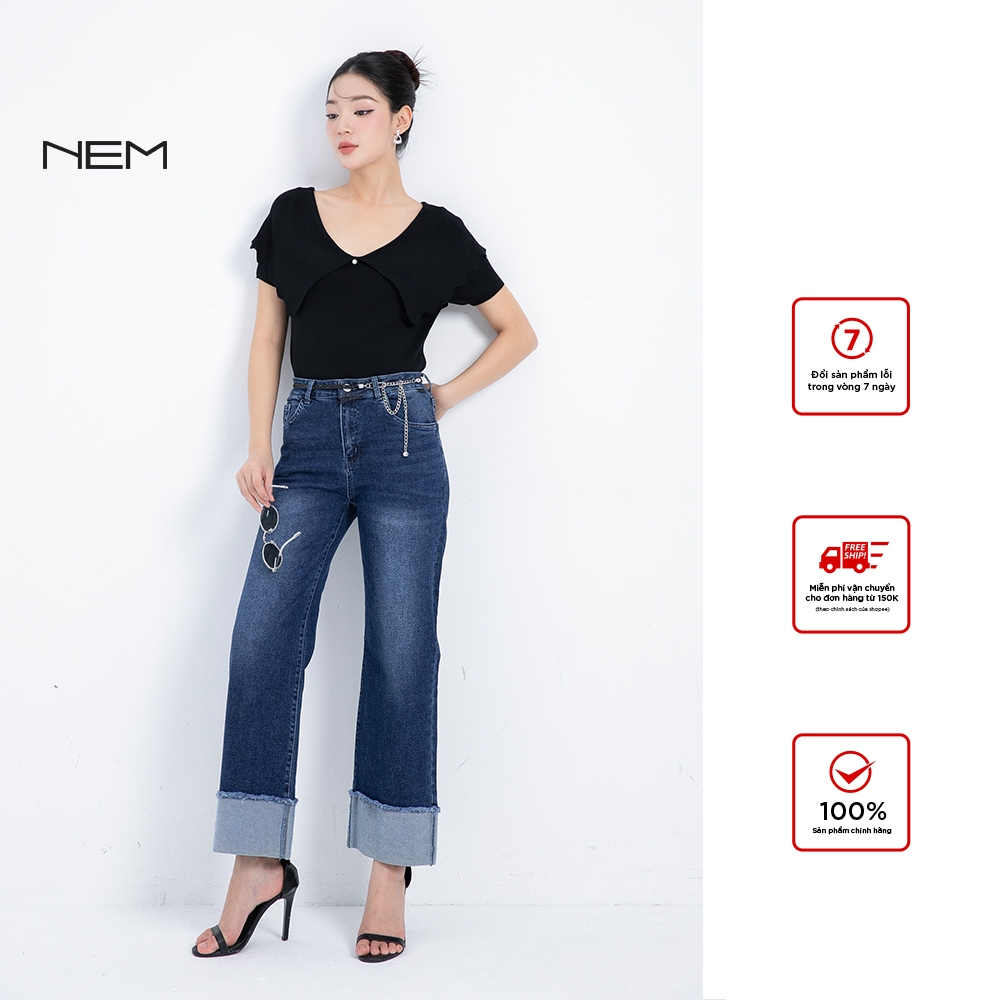 [Chính hãng } Quần jean lật gấu nữ thiết kế NEM Fashion 67102 giá tốt
