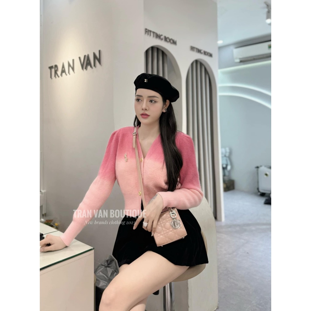 Áo Len Cardigan YSL Loang Dài Tay Cúc Ngọc Kèm Tag Cao Cấp Freesize