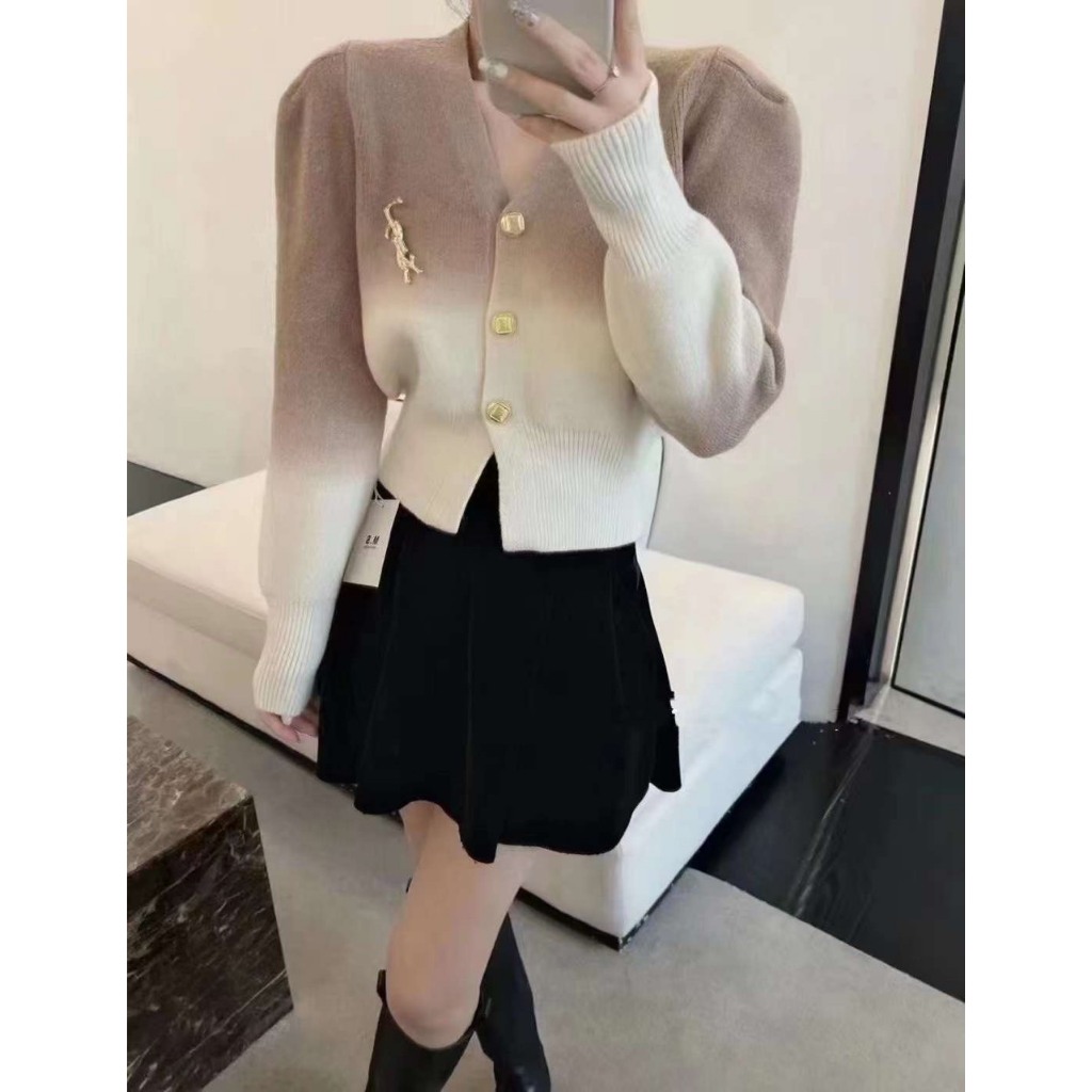 Áo Len Cardigan YSL Loang Dài Tay Cúc Ngọc Kèm Tag Cao Cấp Freesize