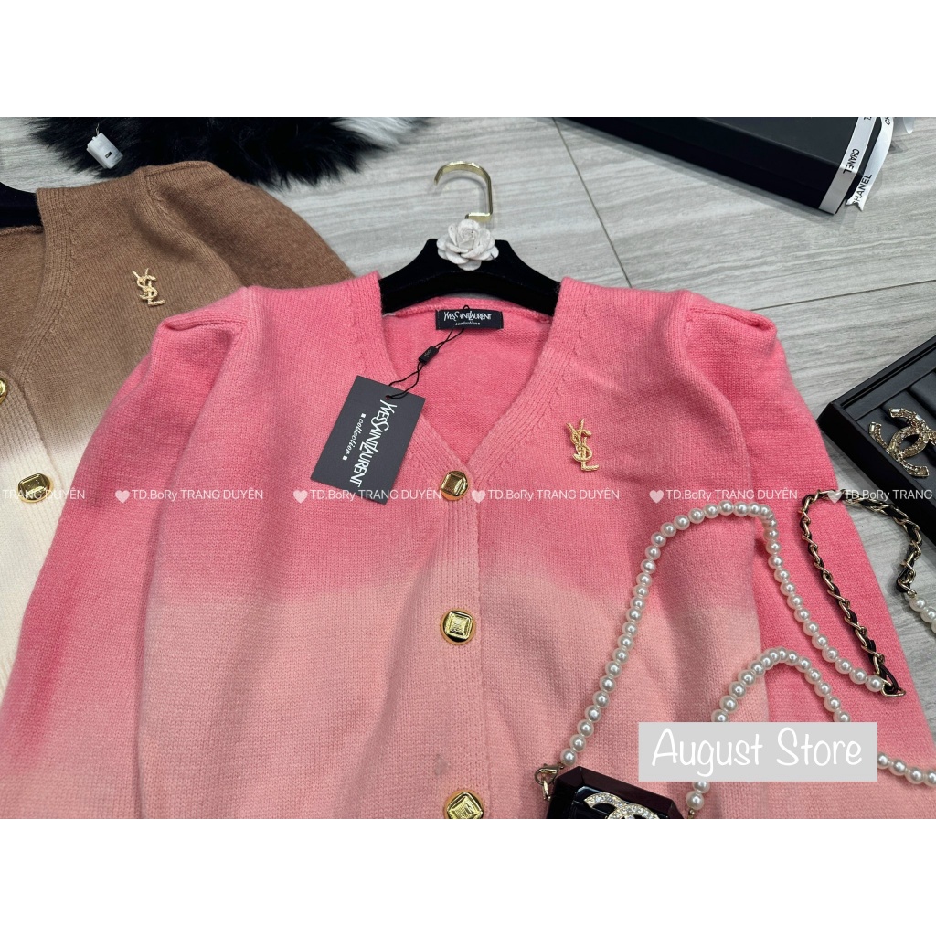 Áo Len Cardigan YSL Loang Dài Tay Cúc Ngọc Kèm Tag Cao Cấp Freesize