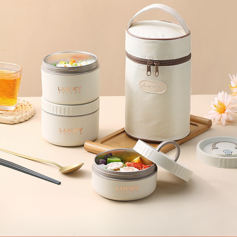 Hộp cơm giữ nhiệt Uchan Hộp đựng cơm văn phòng Tặng Túi, Cà mên giữ nhiệt dùng được trong lò vi sóng SP02 | BigBuy360 - bigbuy360.vn