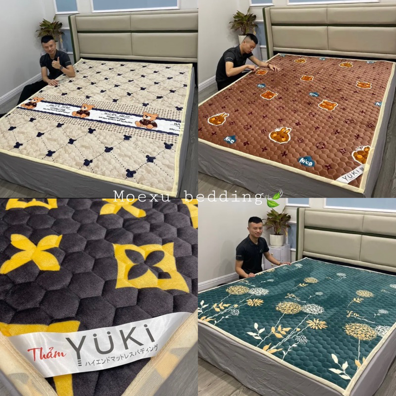Thảm Yuki trải giường mùa đông nỉ nhung giữ nhiệt cực tốt kích thước 1m6x2m 1m8x2m