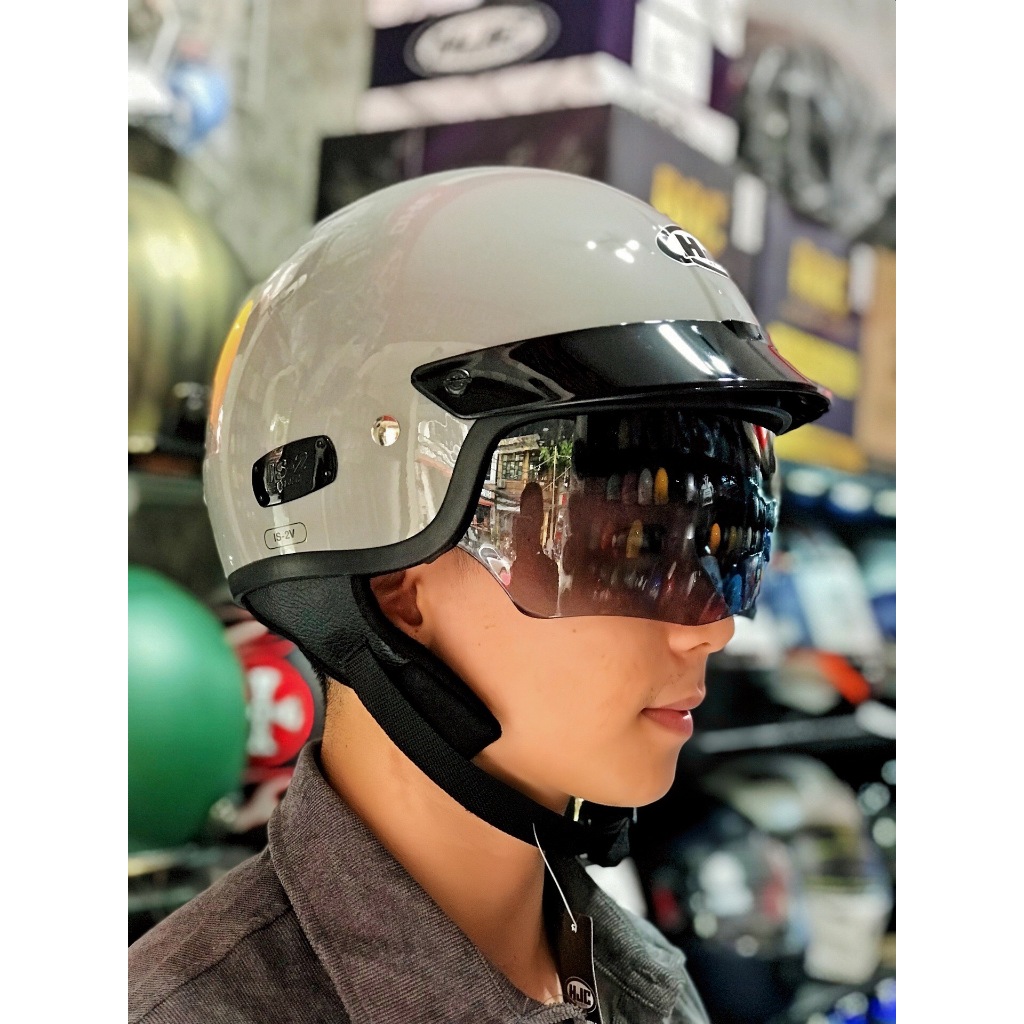 Mũ bảo hiểm nửa đầu HJC IS-2V kính ẩn chính hãng màu Xi măng cao cấp
