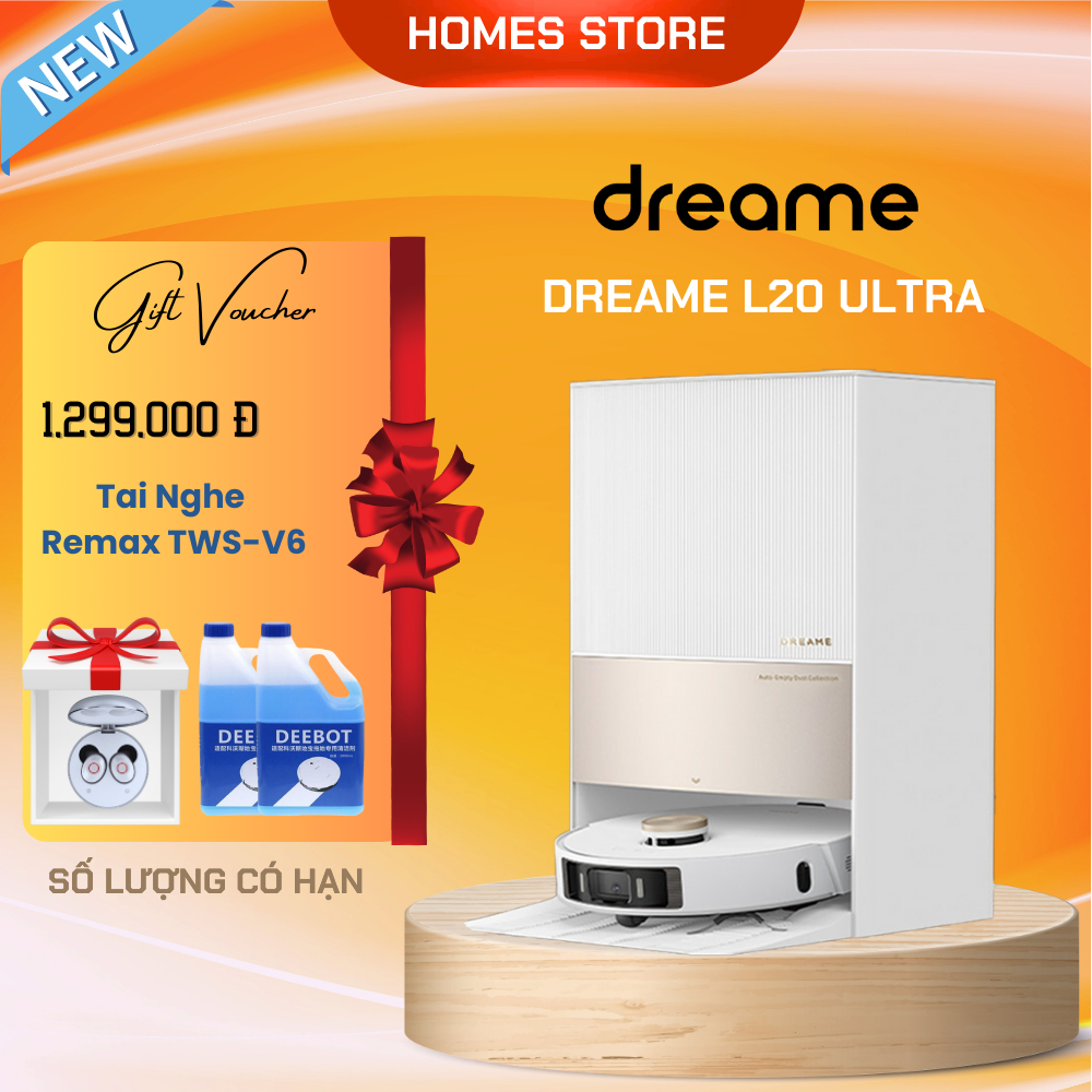 Robot Hút Bụi Lau Nhà DREAME L20 Ultra 2023 - Bản Quốc Tế Tự Động Giặt Sấy Giẻ Tự Gom Rác, Tự Động Thêm Nước