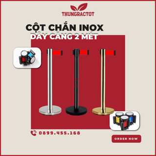 Cột chắn inox dây căng 2m, cột chắn inox dây kéo căng dài 2m mạ vàng sang trọng, cao cấp