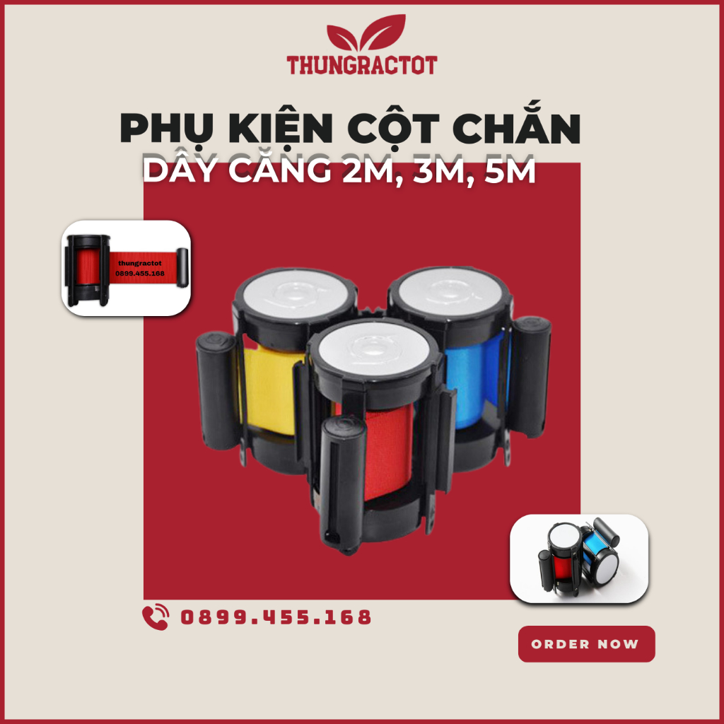 Phụ kiện đầu dây cột chắn inox dây căng 2 mét, 3 mét, 5 mét nhiều màu