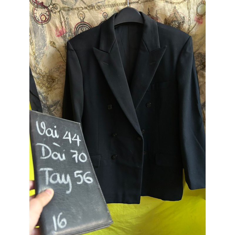 ❣️Áo Vest Blazer Nam Đen trơn 6 nút vải dày ~1m65 2hands (Hàng Si Nhật)