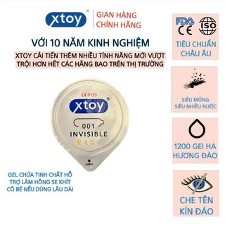 Lẻ 1 chiếc Bao cao su XTOY 001, siêu mỏng, nhiều gel, hương đào nhẹ