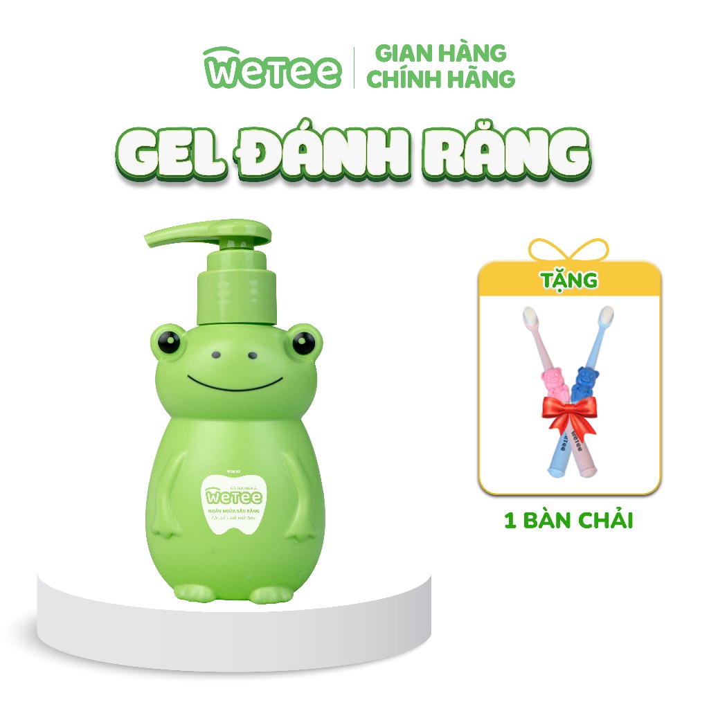 Gel Đánh Răng Wetee Cho Bé Thiết Kế Hình Ếch Dễ Thương 100ml Và Bàn Chải Lông Mềm Cho Bé