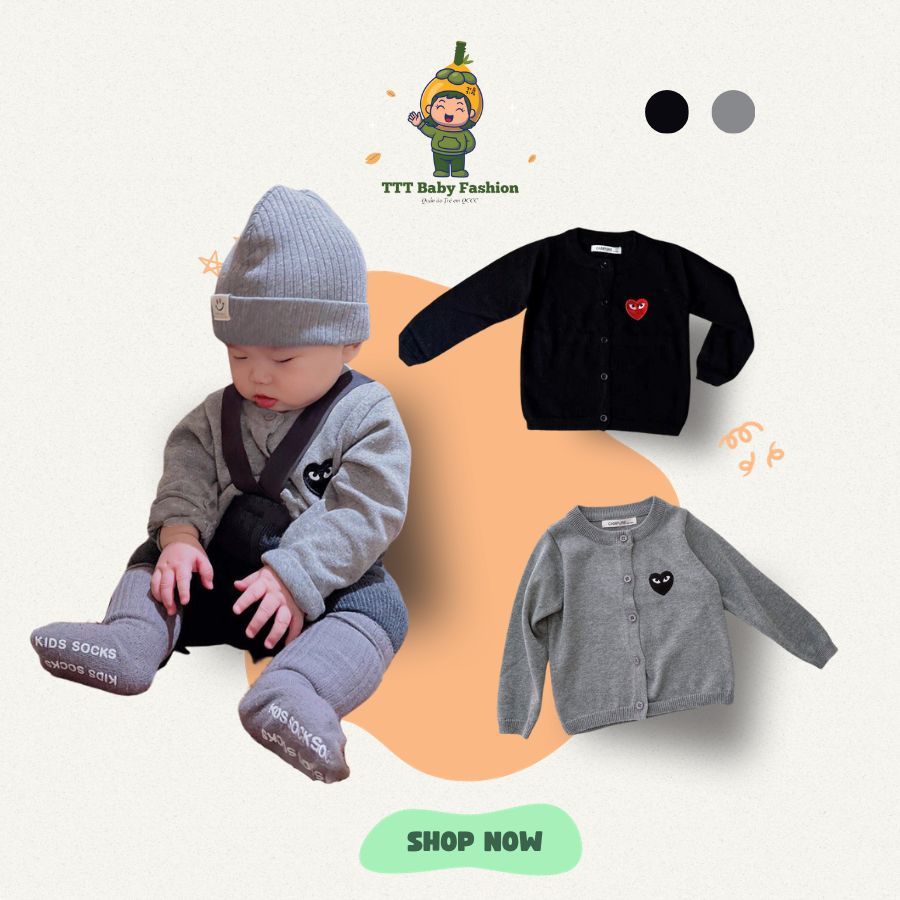 Áo Cardigan Cho Bé TTT Baby, Chất Len Cao Cấp Cho Bé Trai Bé Gái, Quần Áo Trẻ Em Size 3-13kg