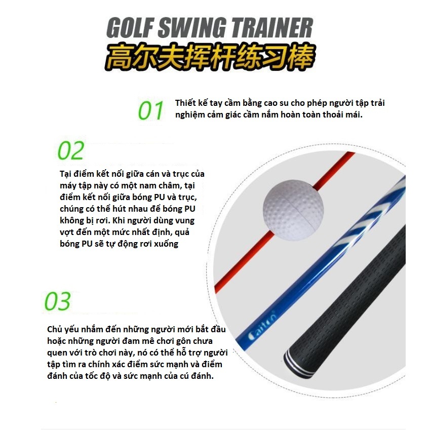 Gậy tập Swing Golf bóng Pu nam châm Gậy tập Golf Golf swing trainer indoor grip swing practice stick