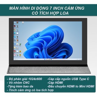  Màn hình 7 inch cảm ứng IPS LCD PC RASPBERRY Tích hợp loa Tặng kèm bao da 
