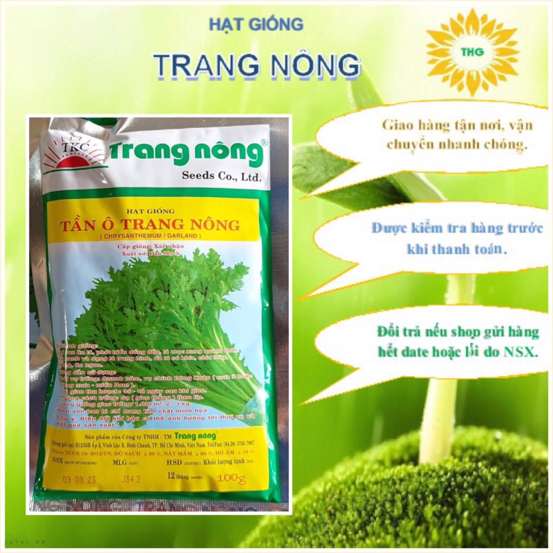 100gr Hạt giống rau tần ô (cải cúc) Trang Nông