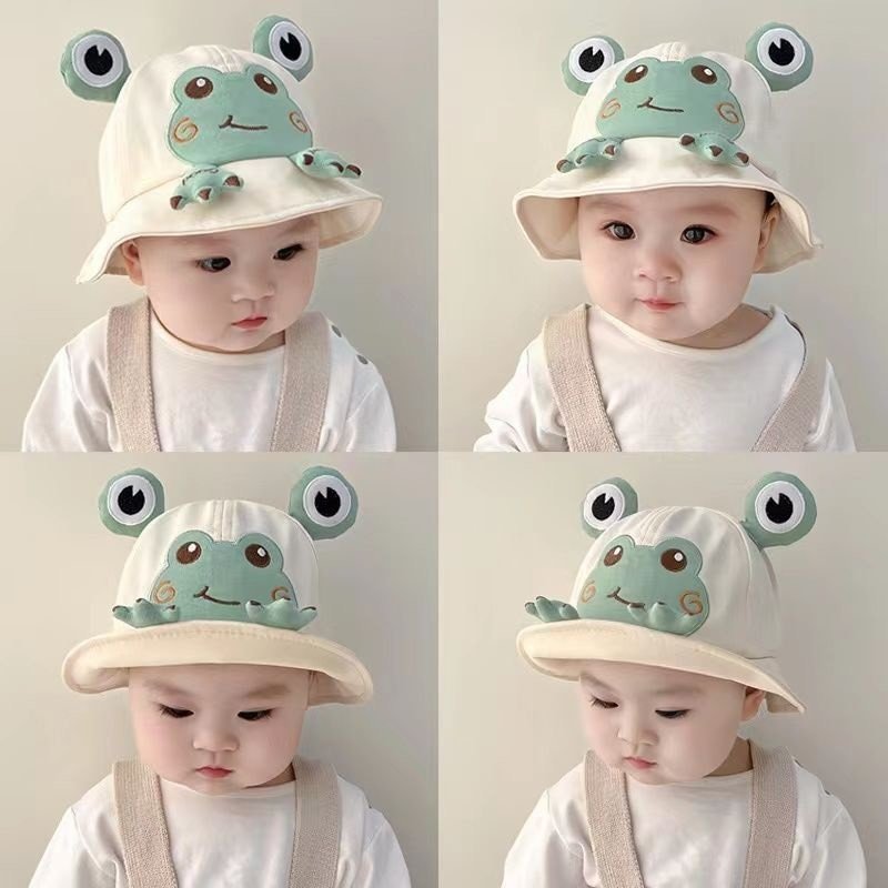 Nón cho bé , mũ trẻ em bucket rộng vành hình Chú ẾCH xanh vải NHUNG mềm êm