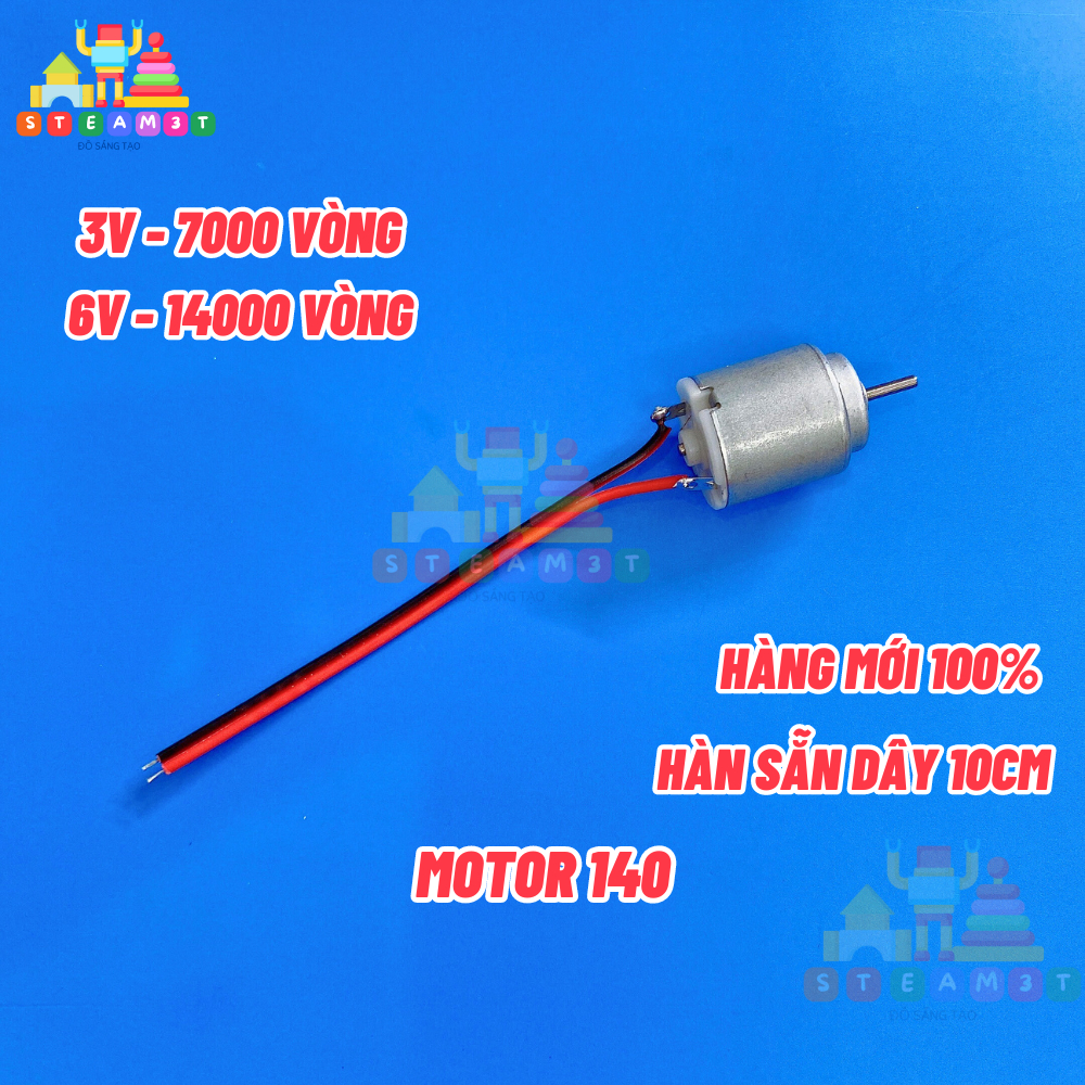 Động cơ mini 130 140, điện áp 3V 6V - Hàn sẵn dây 10cm - Sản phẩm DIY học tập thí nghiệm STEAM