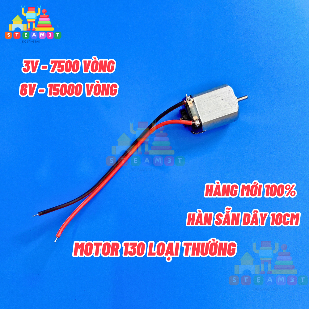 Động cơ mini 130 140, điện áp 3V 6V - Hàn sẵn dây 10cm - Sản phẩm DIY học tập thí nghiệm STEAM