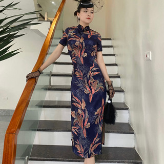Đầm váy sườn xám thượng hải mã dáng dài sx11