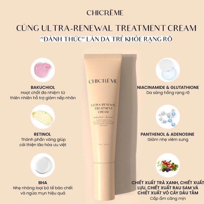 Kem Đêm Dưỡng Da CHICRÈME Ultra-Renewal Treatment Cream 30ml